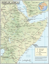 Karte Horn von Afrika Englisch mit geprägtem